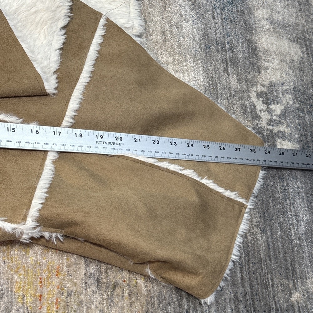 Y2K Boho Sherpa Suede Vest Western Festival Fairycore Layering‎ Small - Picture 11 of 13